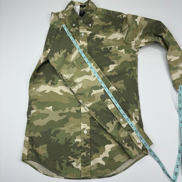 J. Crew Men's NWT Green Camo Button Down Slim-Fit Flex Long Sleeve Shirt XS/C36 - Picture 10 of 11
